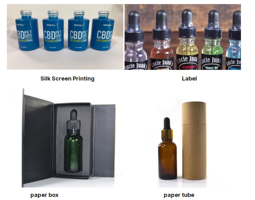 Glass Dropper Bottle with Pipette Logo Printing زجاجة قطارة زجاجية مع طباعة شعار الماصة