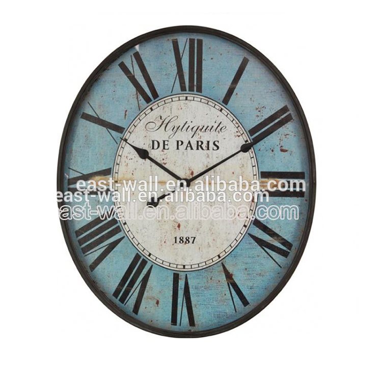 Hot Sale Premium Quality Chic Antique Ellipse Wooden Wall Clock