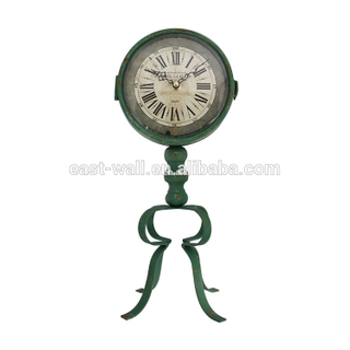 Stand Fancy Table Clock Novel Design Vintage Green Color