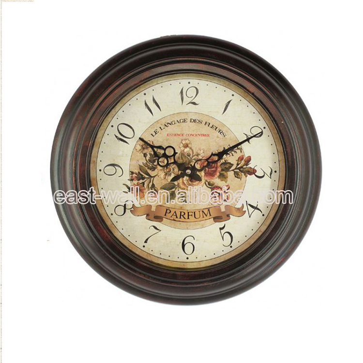 Hot Sale New Style Vintage Floral Pattern Metal Wall Clock