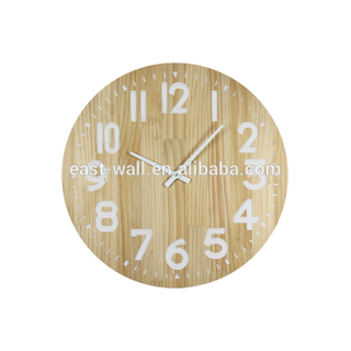 Modern Rustic Round Custom Logo Wood Decorative Wall Clock