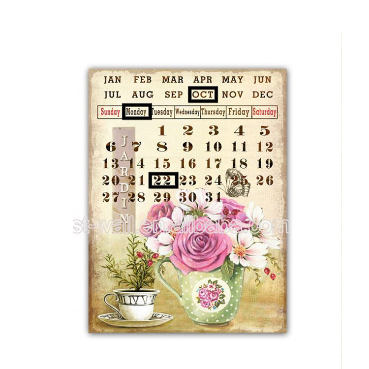Promotional Price Retro Calendar Wall Hanging Plaques Metal Craft Decorations