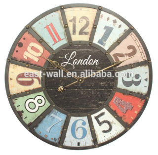 multi color old world wall clock with mdf numerals plaque