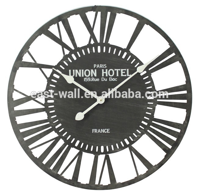sanded finish black big wall clocks contemporary SGS compliance