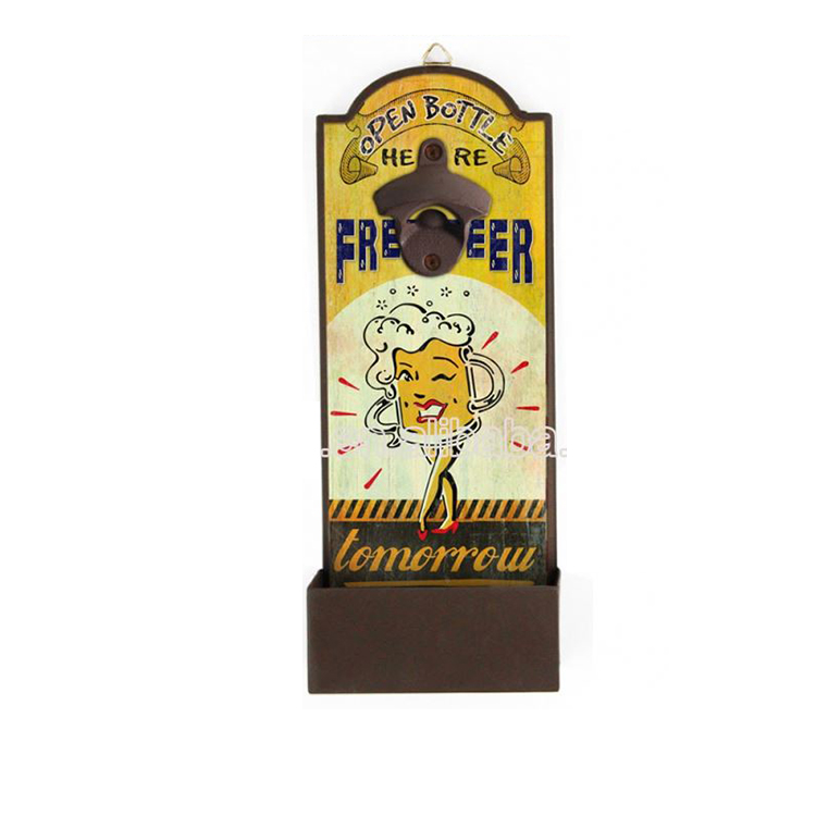 36.2x 14.4 x 9.6cm Happy Beer Cap Catcher Mounted Cap Magnet Bottle Opener
