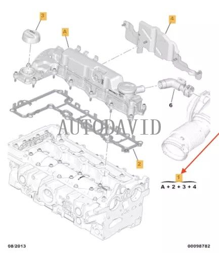 غطاء رأس الأسطوانة لبيجو 508 SW,5008 محرك كوجا 2.0 AH01/T7CJ/AH02 OEM: 9806147980 HS01-018-004