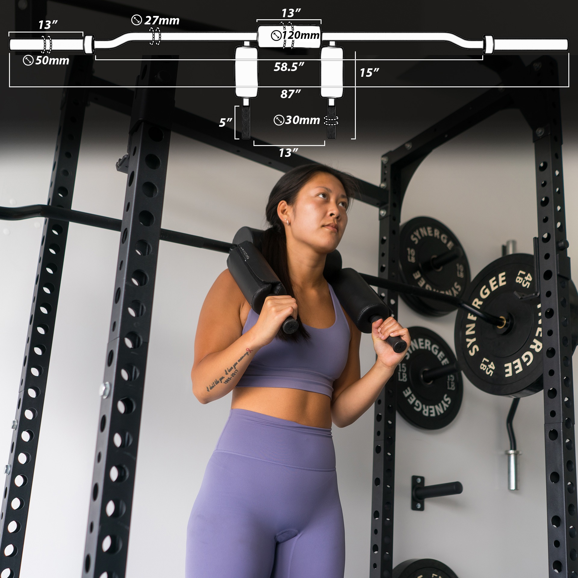 Safety Squat Bar (SSB) सुरक्षा स्क्वाट बार (एसएसबी) ऐ।