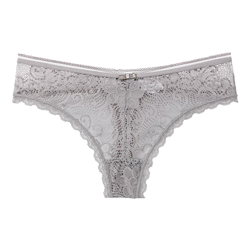 Manufactory Wholesale sexy lace thong ice silk interest hollow out temptation hot perspective low waist T pants underwear female pure color