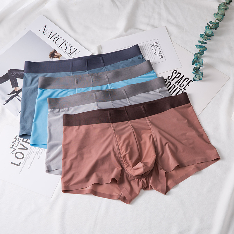 Mens Boxer Shorts Underwear Manufacturer Soft And Breathable Ice Silk Seamless Boxers Sexy Briefs