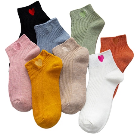 Wholesale fashion cute cotton colorful ankle length socks custom logo women short socks for lady