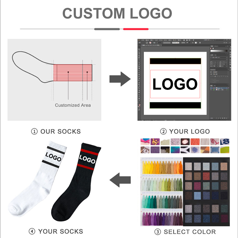 High Quality Custom Knit Cotton Fashion Designer Own Mens Casual Printed Socks For Men Crew Socks Custom Logo Design Embroidered