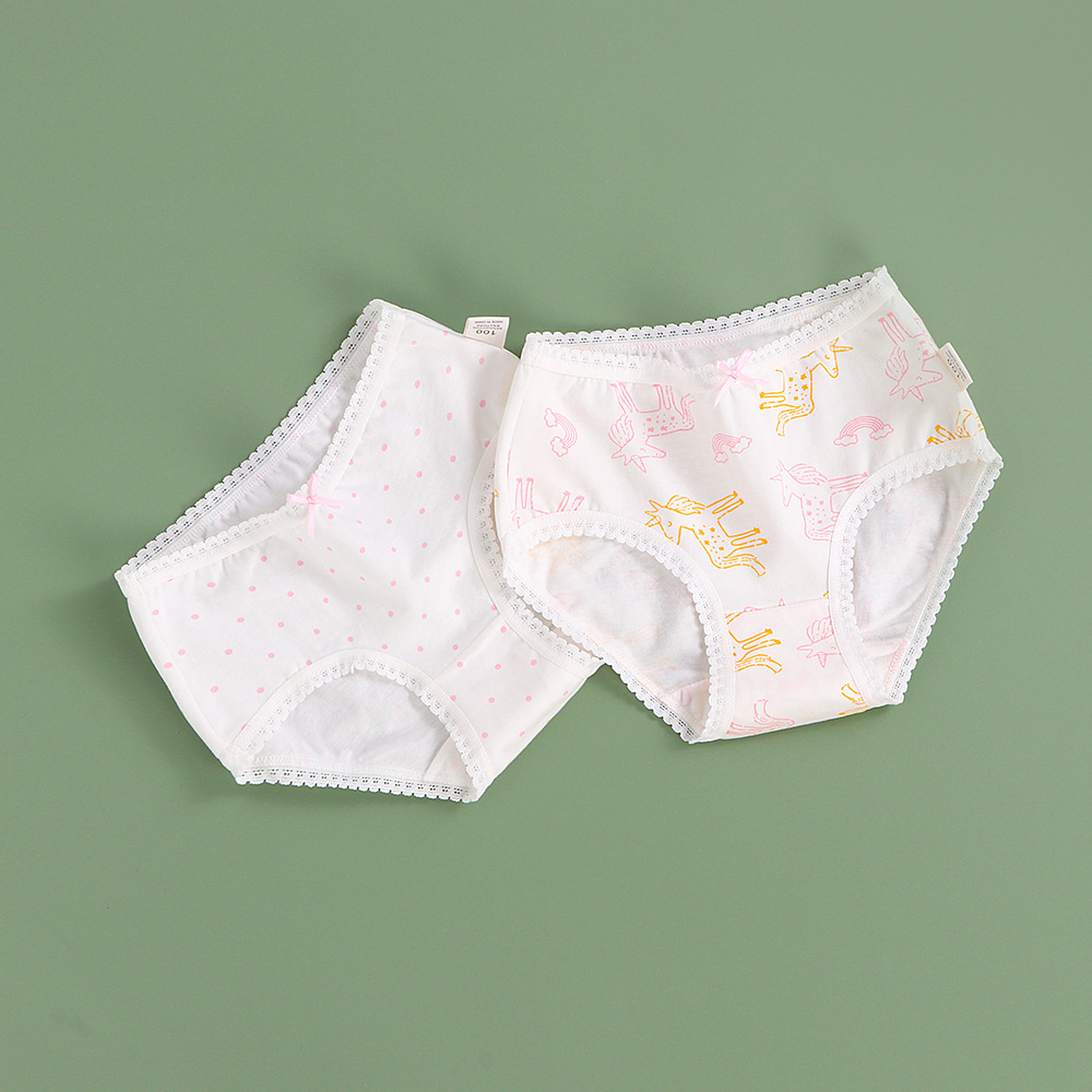 Factory hot sale kids briefs soft cotton 2pcs one box girls underwear wholesale children wearing panties