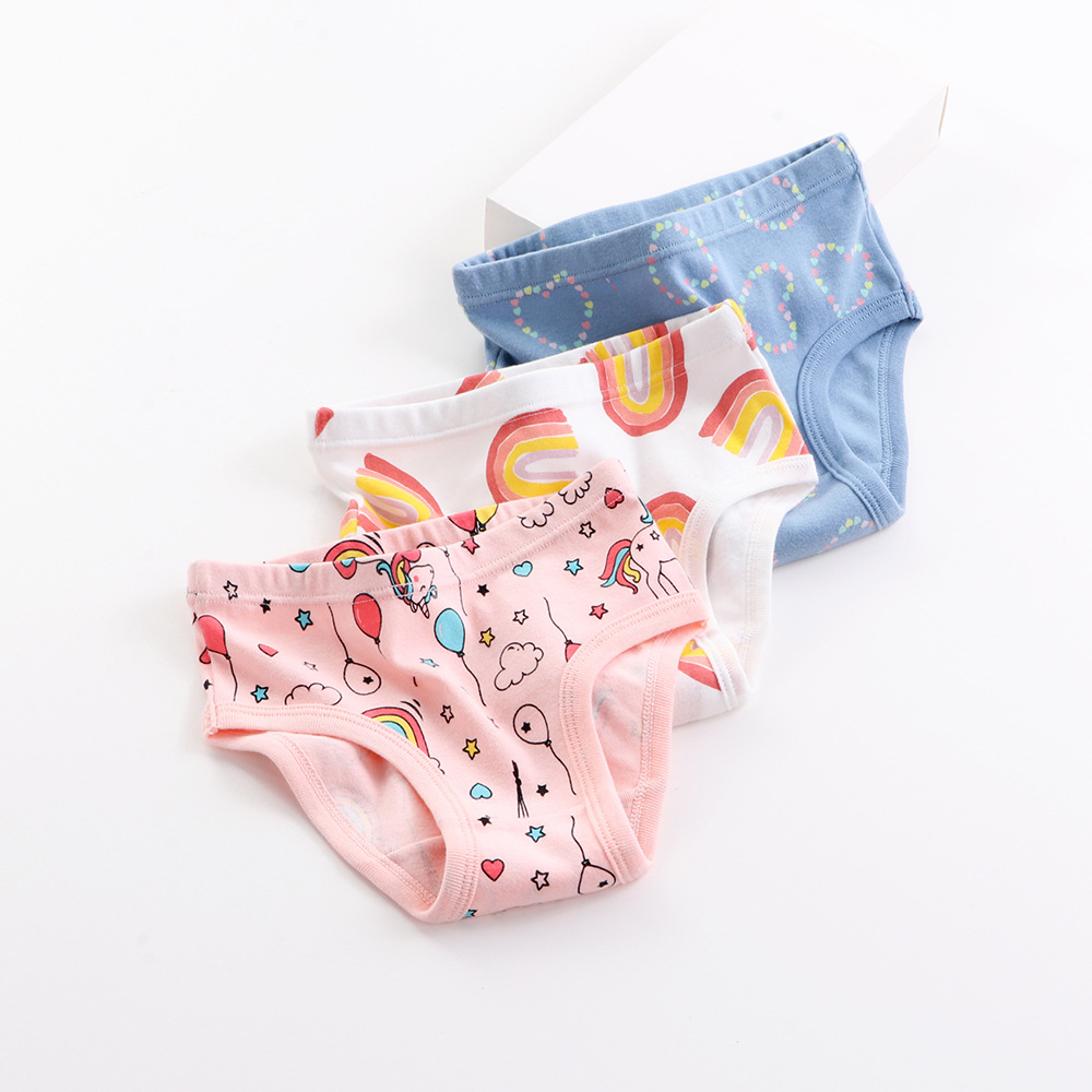 Hot Selling Children Underwear Kids Girls Briefs Girls Panties Underwear 3 Pieces Sets Cartoon Kids girls
