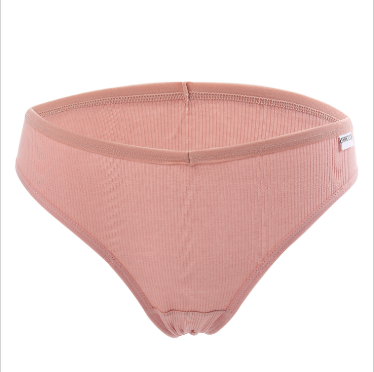 Sexy panties low high waist thread cotton pure color girl women briefs underwear