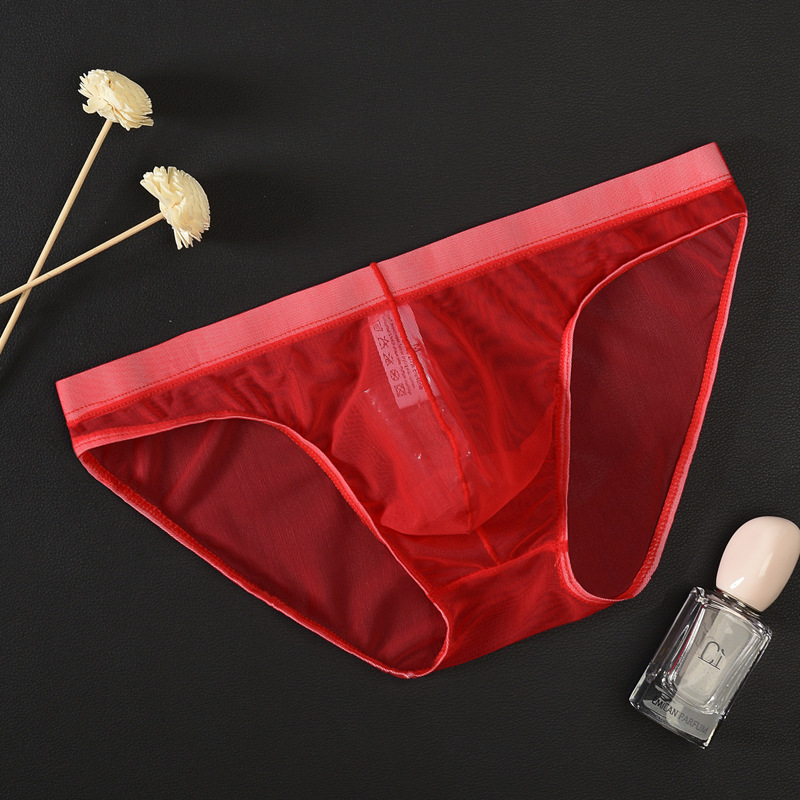 Mens Ice Silk Seamless Shorts Boxer Briefs Slim Sexy Breathable Transparent Underwear