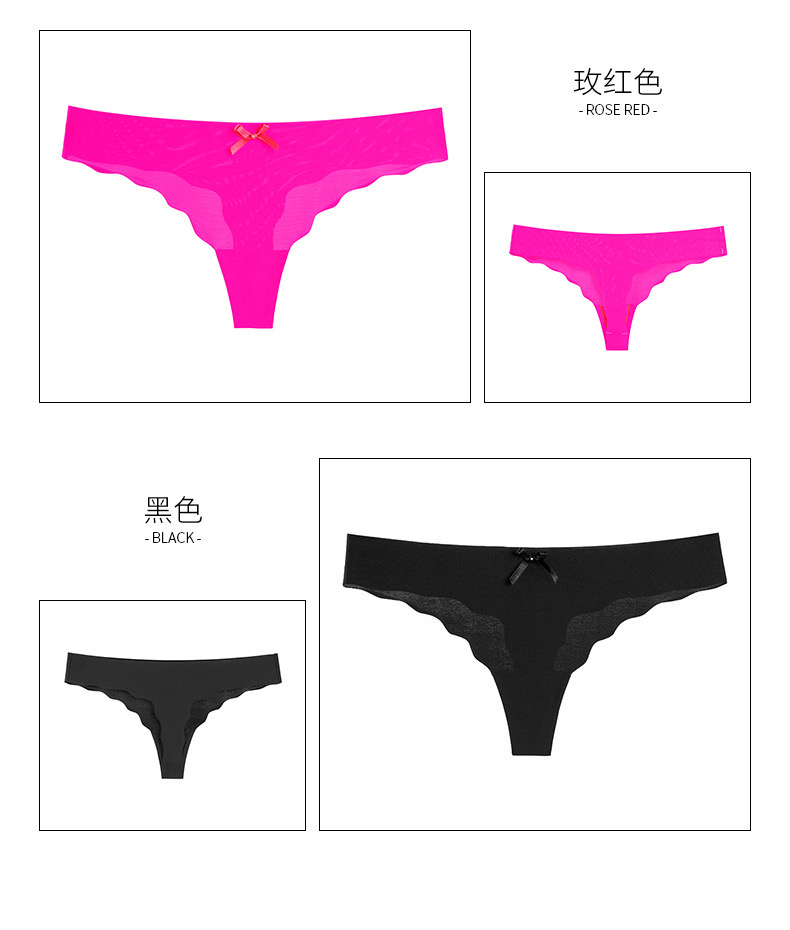 Hot selling wavy edge seamless ladies solid color sexy comfortable breathable thong underwear panties
