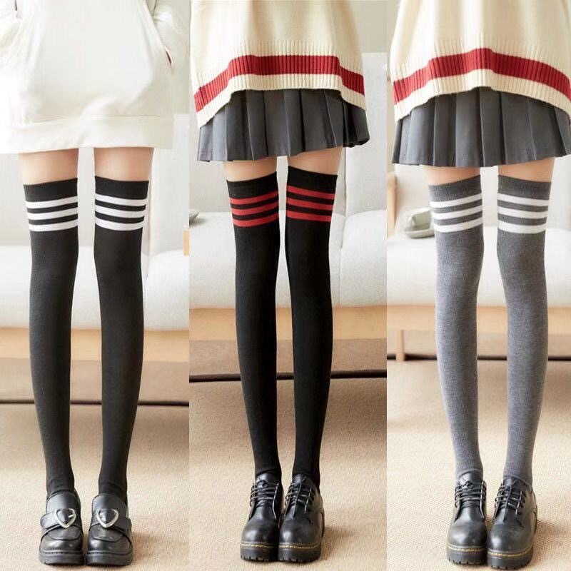Best sale Women Socks Long Cotton Striped Stockings Sexy Over Knee Thigh High Socks for girls ladies