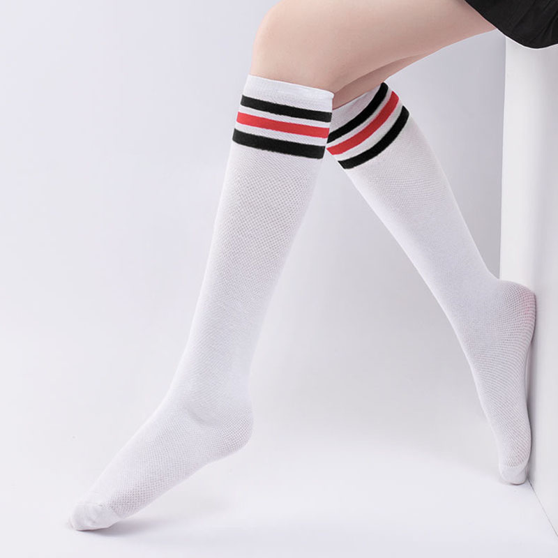 OEM ODM Cutom Logo Sexy Women Japanese Girl Student fitness socks Thigh High Long Striped Over Knee Long Socks Stockings