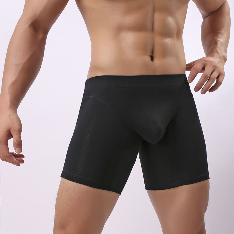 Custom mens Bamboo Underpants for Men Long Leg Underwear Mens Boxer Briefs Pouch flying