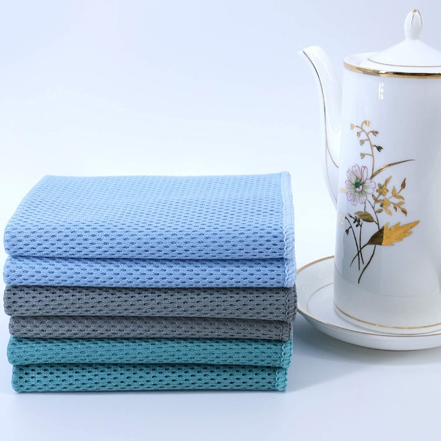 Microfiber Multi-layer Mesh Open Weave Kitchen Dishcloths (5) Mehrschichtige, offen gewebte Küchengeschirrtücher aus Mikrofaser (5)