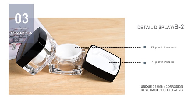 Empty Luxury square Acrylic Cosmetic Packaging Envase cosmético acrílico cuadrado de lujo vacío