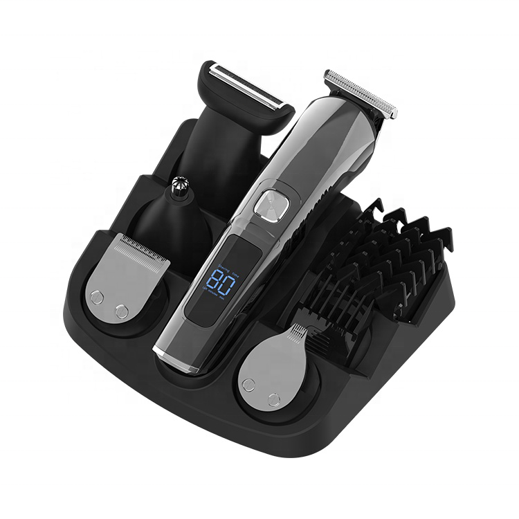 Multi-Functional Men Hair Trimmer Professional Waterproof 6 in 1 Electric Hair Clipper Cutting Set with Led Display