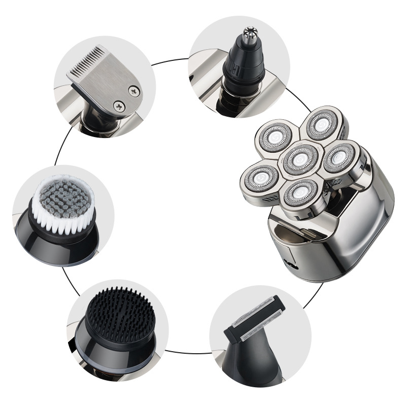 Professional Rechargeable Washable razor replacement head 6 Blades Beard Rotary Razor Mens machine Electric Shavers