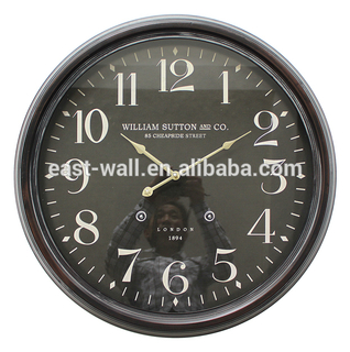 62cm black case golden hand white number bath room wall clock