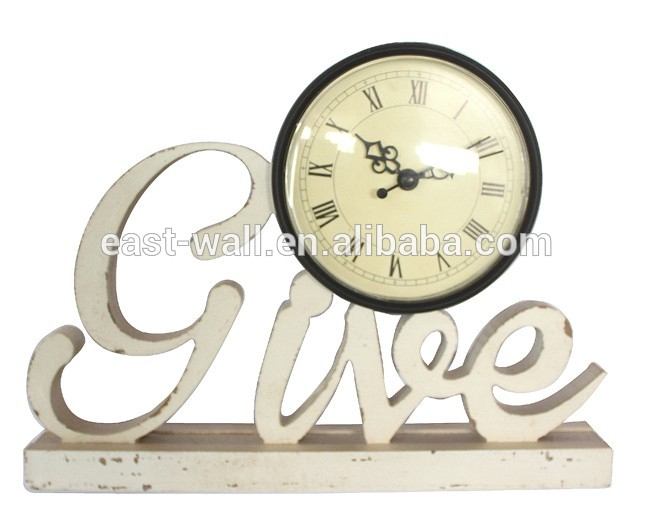 Retro White Give Decorative Tabletop Clocks 25x19x4.5cm