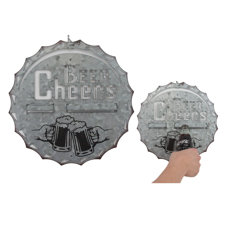Wholesale Galvanized Wall Hanging Round Beer Bottle Openers