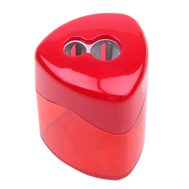 Double Hole Pencil Sharpener with Tirangular Plastic Barrel