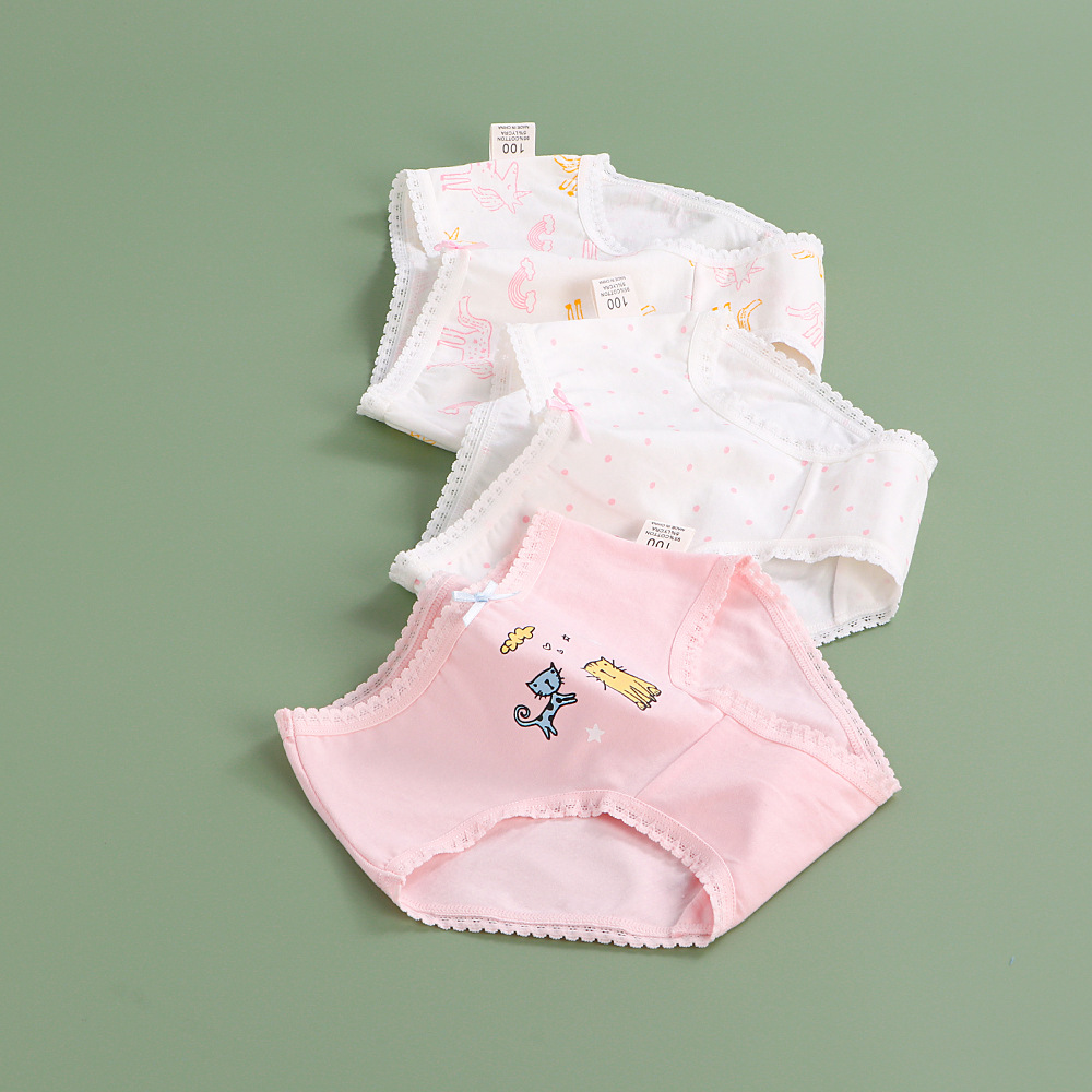 Factory hot sale kids briefs soft cotton 2pcs one box girls underwear wholesale children wearing panties