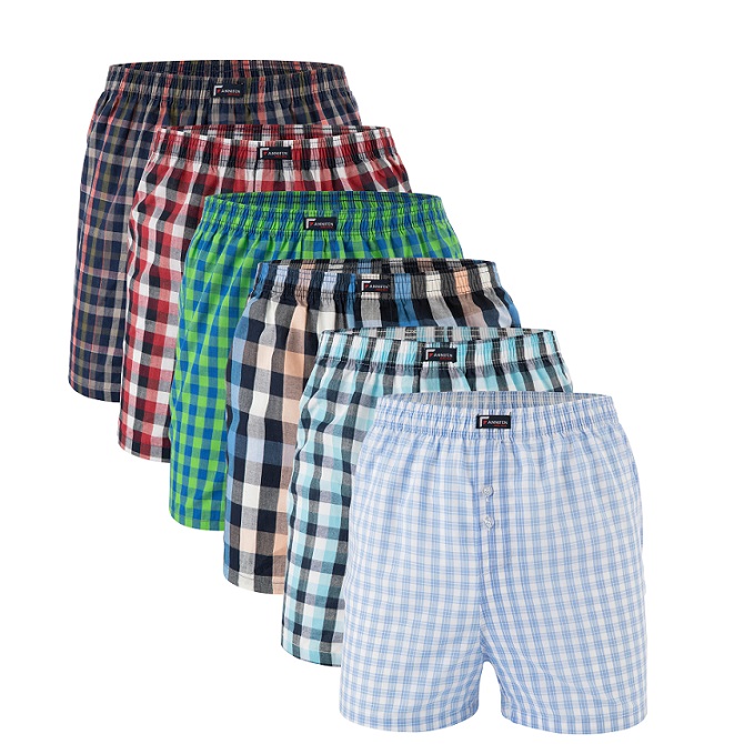 Men's Loose Home Woven Brief Boxer Shorts With Inside Waistband Classics Checks Multicolor Boxer Male Beach Shorts