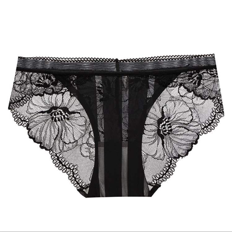 Hot Sale lady Transparent Underwear Lingerie Women Panties Ladies Briefs Ice Silk Sexy Lace Panties Seamless