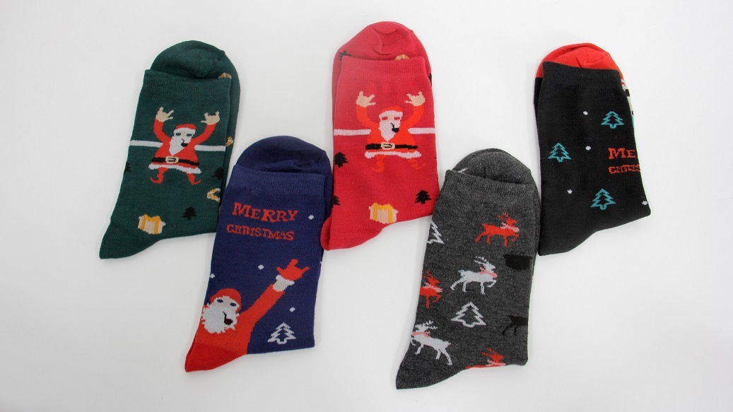 Winter Socks 5 Santa Gift Stockings Fashion Mid-Calf Women Christmas Socks