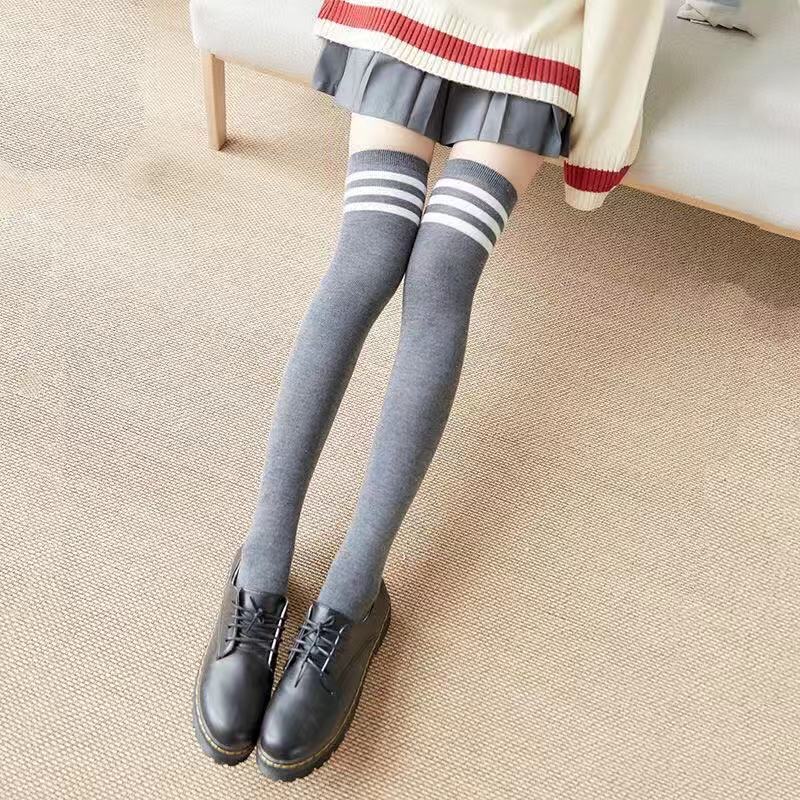 Best sale Women Socks Long Cotton Striped Stockings Sexy Over Knee Thigh High Socks for girls ladies