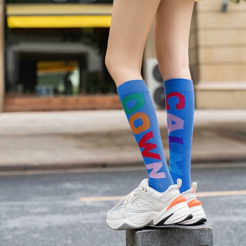 Ladies Girls High Thigh Socks Striped Over Knee socks Letter colors Thin Tights Long Stocking Knee High Leg Warmer