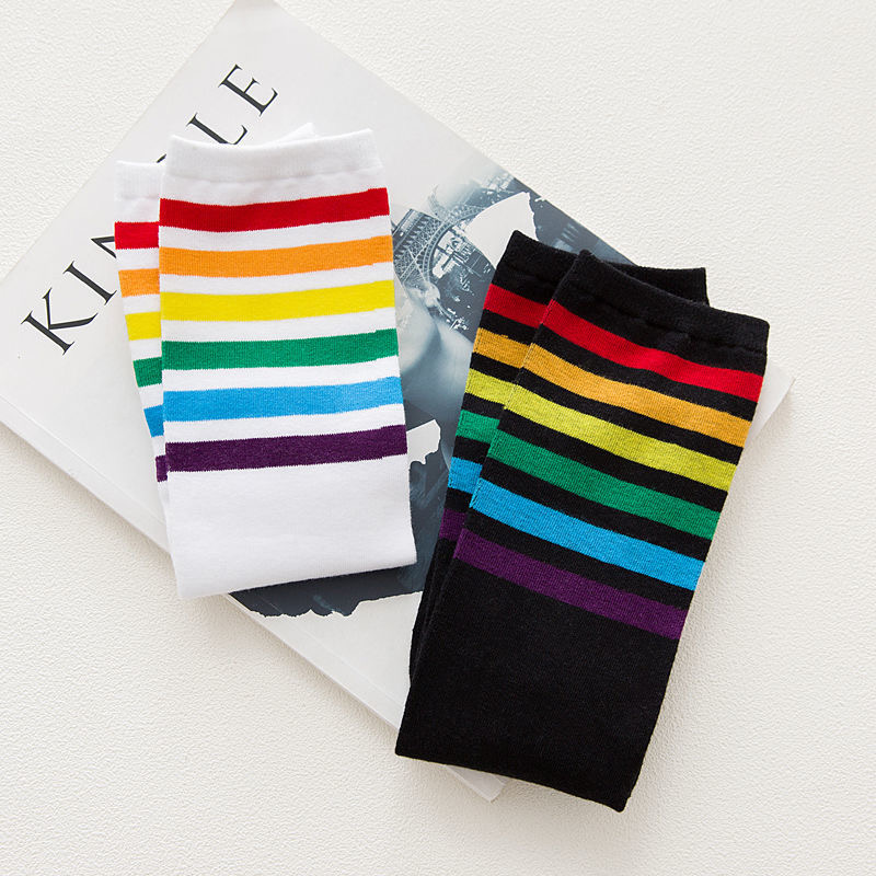 Custom service Women Thin Stripes Tube socks girls ladies Thigh High Tights Over Knee Socks Casual High Stockings