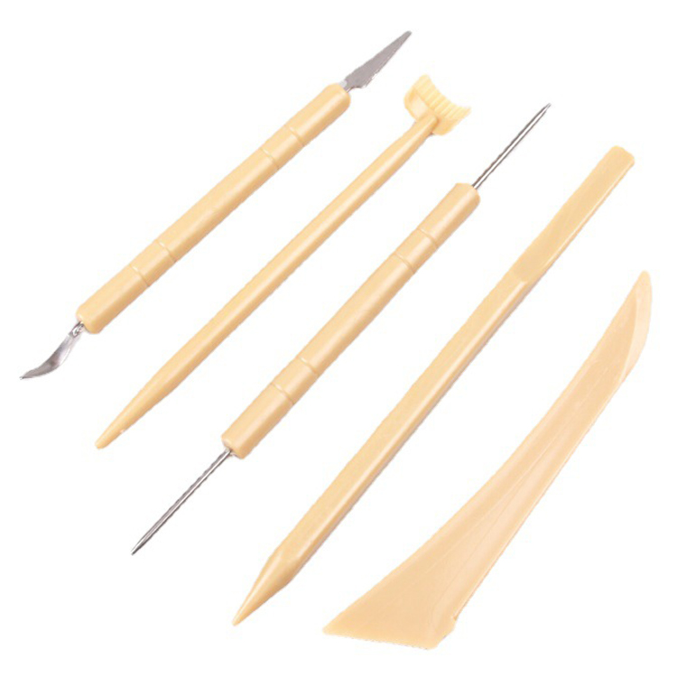 5pcs Plastic Handle Double-ended Clean Up Clay Tool Kit