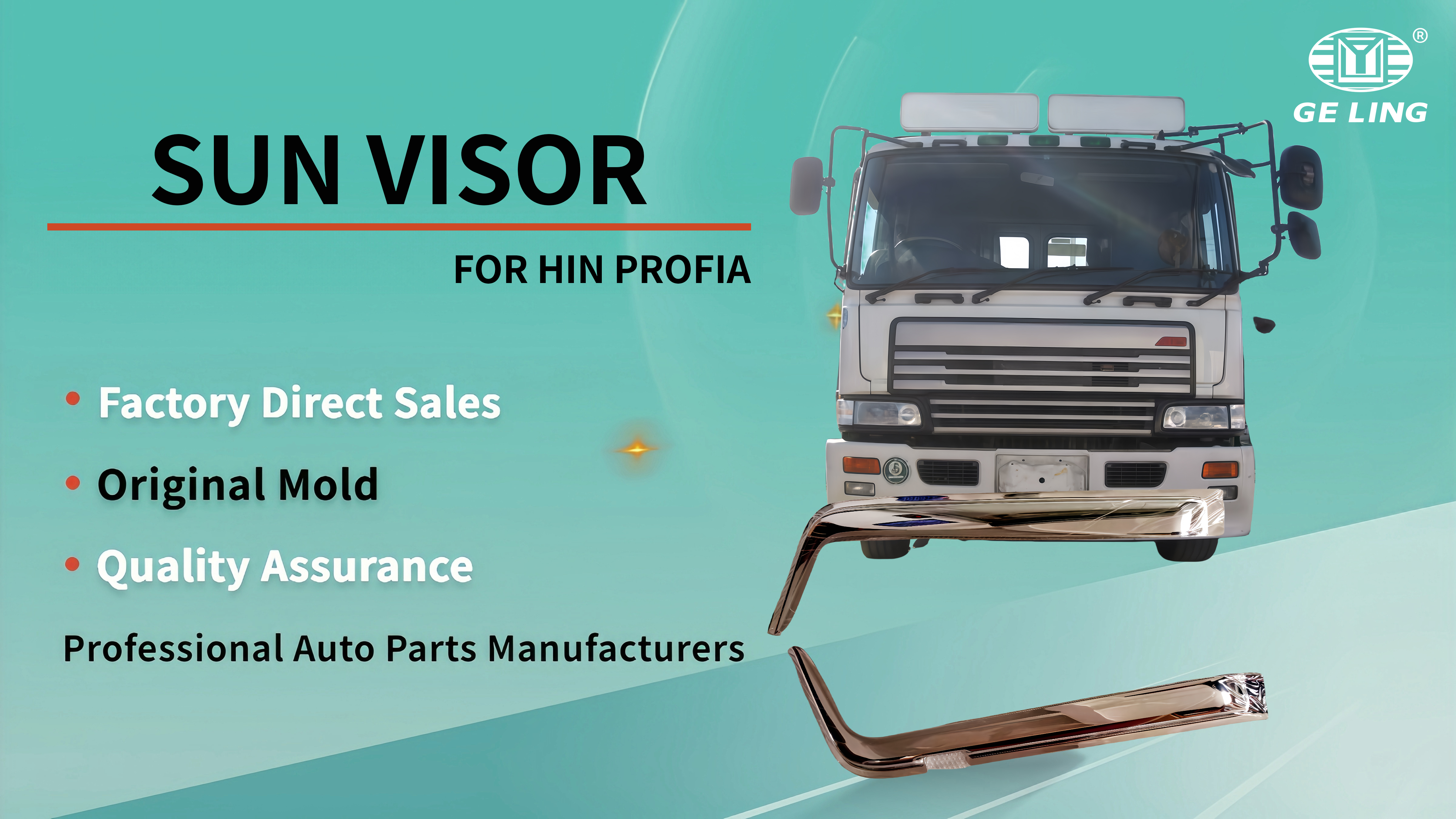 Hino Profia Chrome Door Sun Visor Visiera parasole per porta cromata Hino Profia