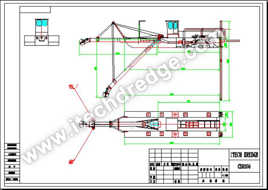 Cutter Suction Dredger CSD250 Drawing Dessin de la drague suceuse à désagrégateur CSD250