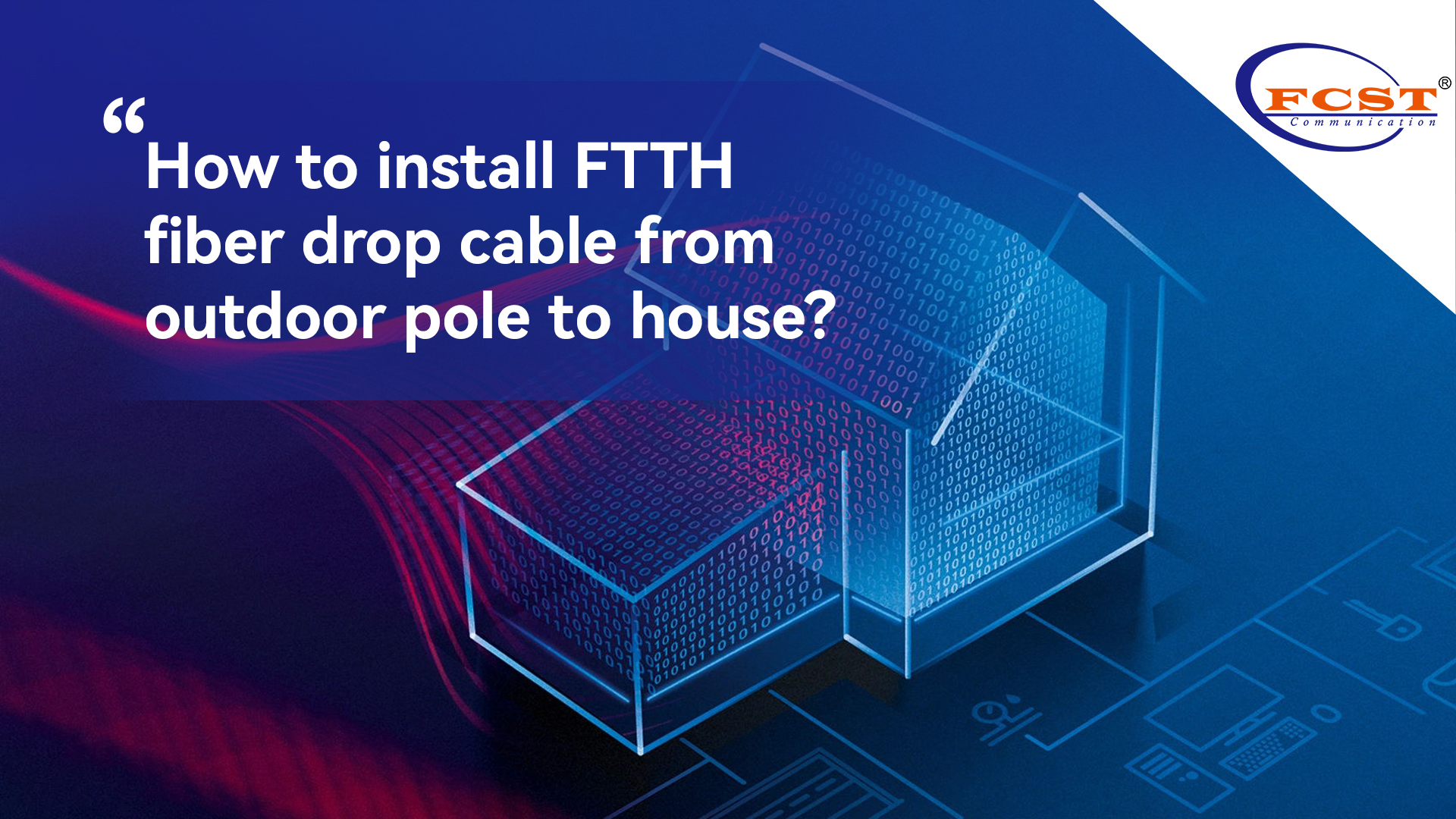 Como instalar o cabo de gota de fibra FTTH de poste externo para casa?