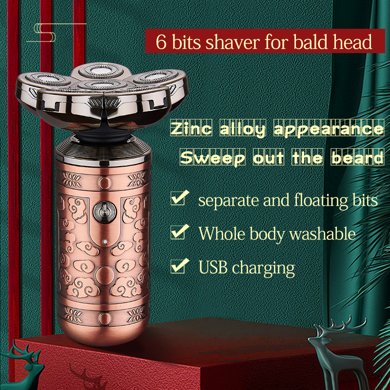 waterproof zinc alloy men's six heads ratary electric shavers