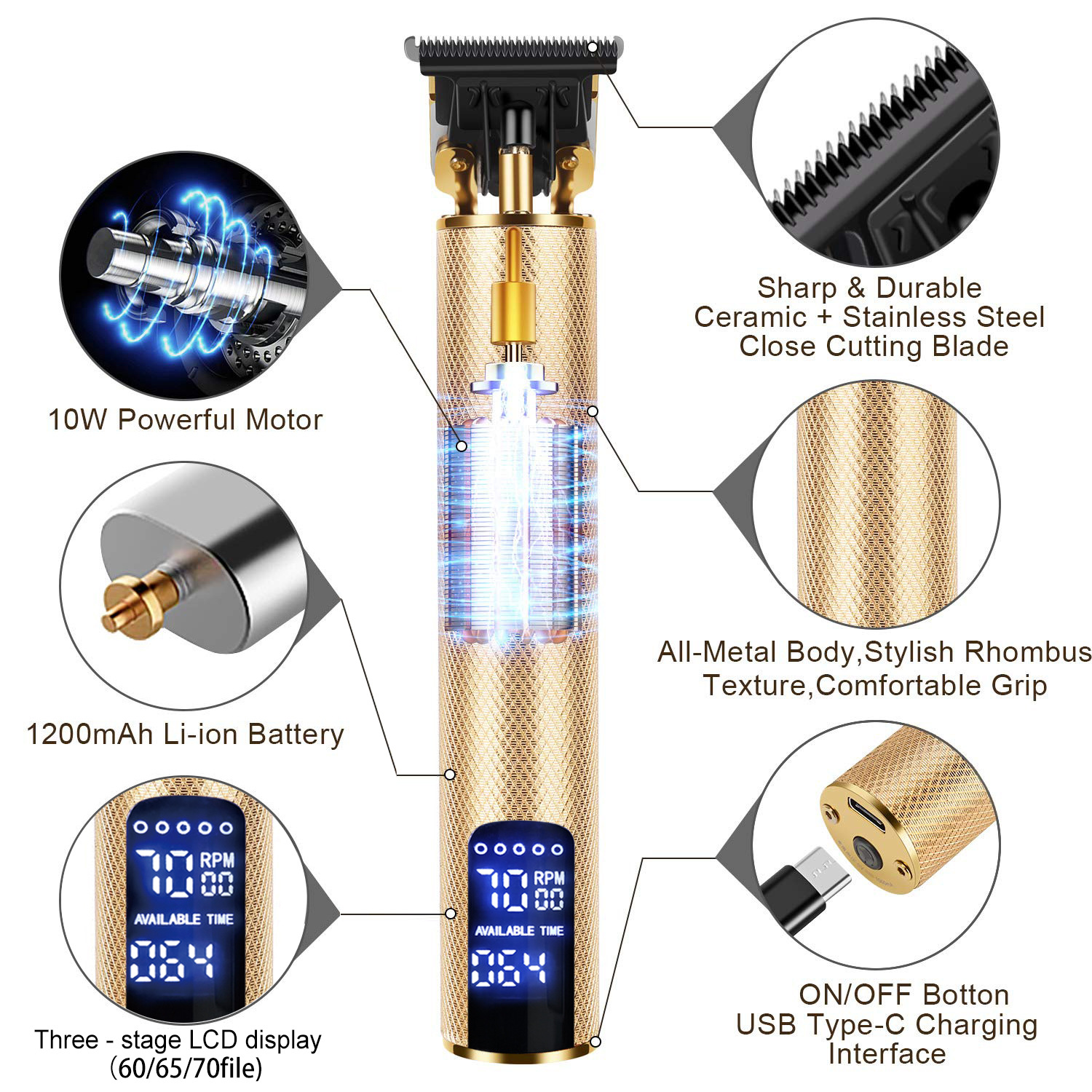 T9 Cordless LCD Electric Rechargeable 0mm Men Barber Hair Cutting Machine Professional Hair Trimmer Clipper