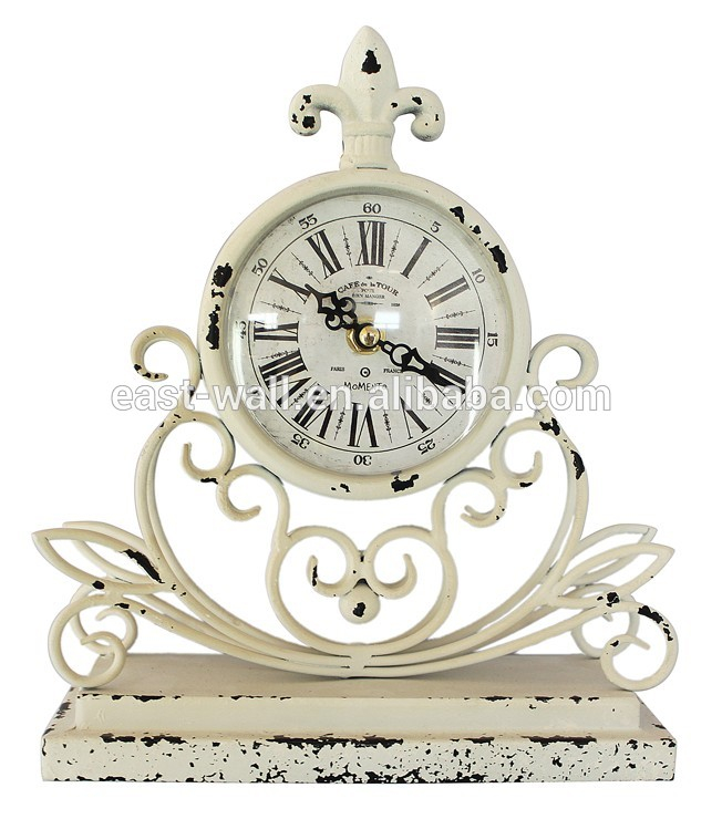 retro white iron mantle table clocks for online shop