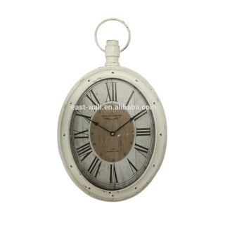 Antique Oval Dial Roman Numeral Metal Clock with Hanger