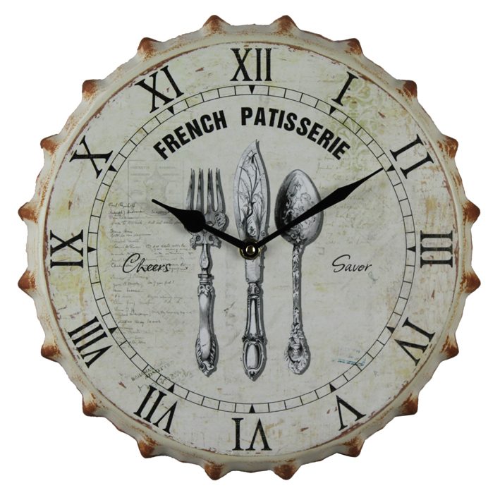 Popular Sale Customize Metal Personalised Wall Clock , Bottle Cap Clock For Wall