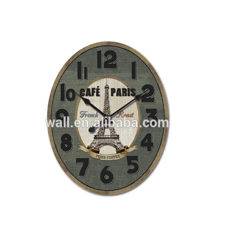 New Design Customization Style Fine Art French City Oval Wall Clock