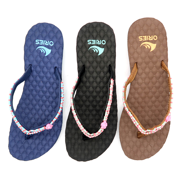 Perles cousues Semelle de massage Semelle confortable Eva Mules à talons hauts pour femmes Tongs AH-8E034 - Frises