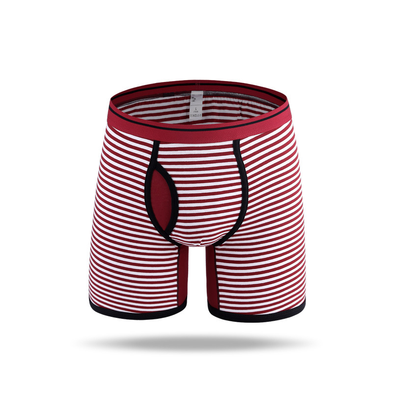 Manufactory Custom Logo Men's stripe Breathable Boxershorts Innerwear Seamless Mens Underwear Boxer Briefs plus length